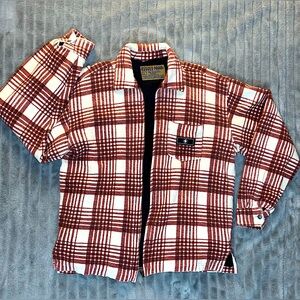 Rugged Point Authentic Women’s Full Zip Plaid Shacket - Red & Beige
(LG)